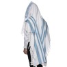 Talith coton bande bleu ciel