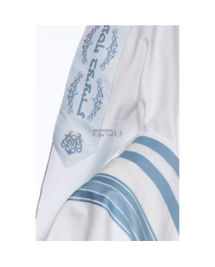 Talith coton bande bleu ciel