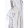 Talith coton bande blanc argentée