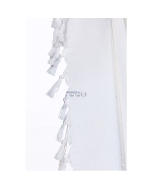 Talith coton bande blanc argentée