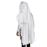 Talith coton bande en blanc cassé