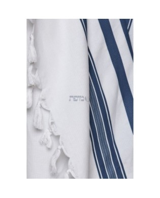 Talith coton bande bleu marine