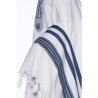 Talith coton bande bleu marine