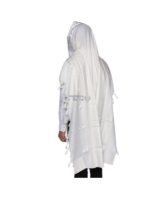 Talith en laine blanc bande brillante
