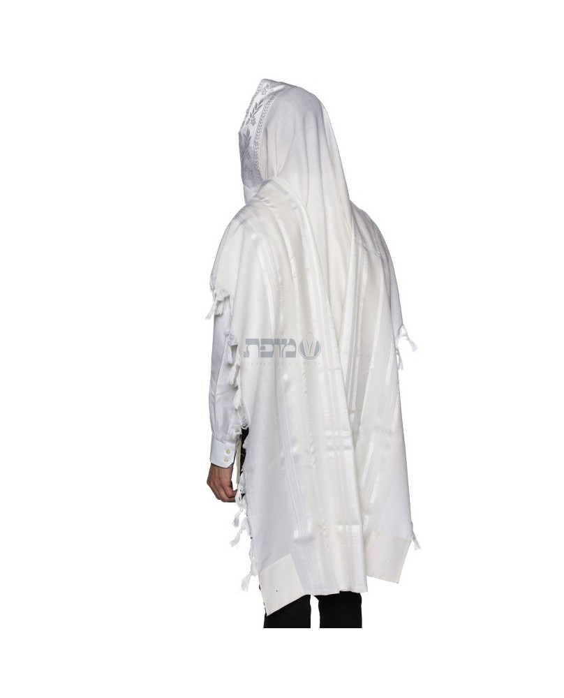 Talith en laine blanc bande brillante