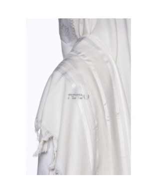 Talith en laine blanc bande brillante