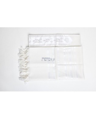 Talith en laine blanc bande brillante