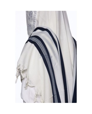 Talith en laine bande bleue marine