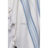 Talith en laine blanc bande bleu ciel