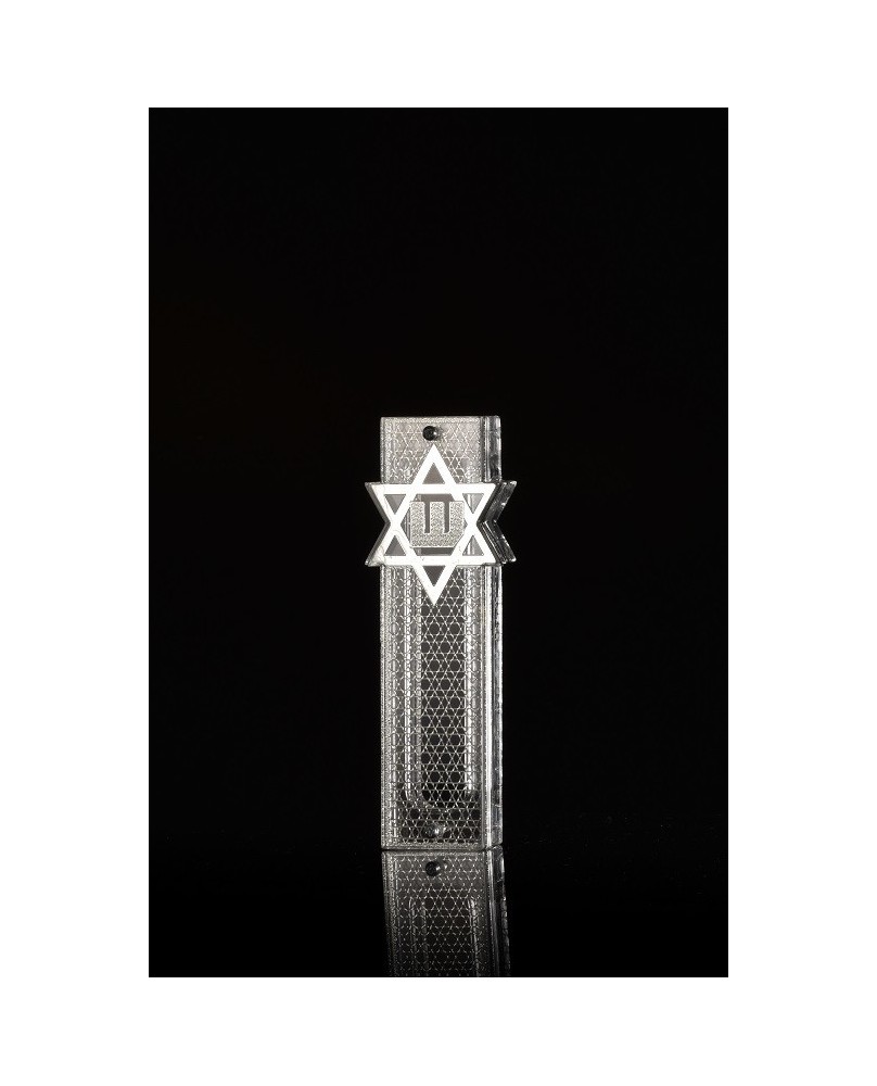 Boitier Mézouza en plexiglas, pilier, plaqué or, maison de Jérusalem Contexte