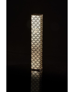 Boitier Mézouza carrée en plexiglas avec cercles décorés de feuilles symétriques, plaquée argent