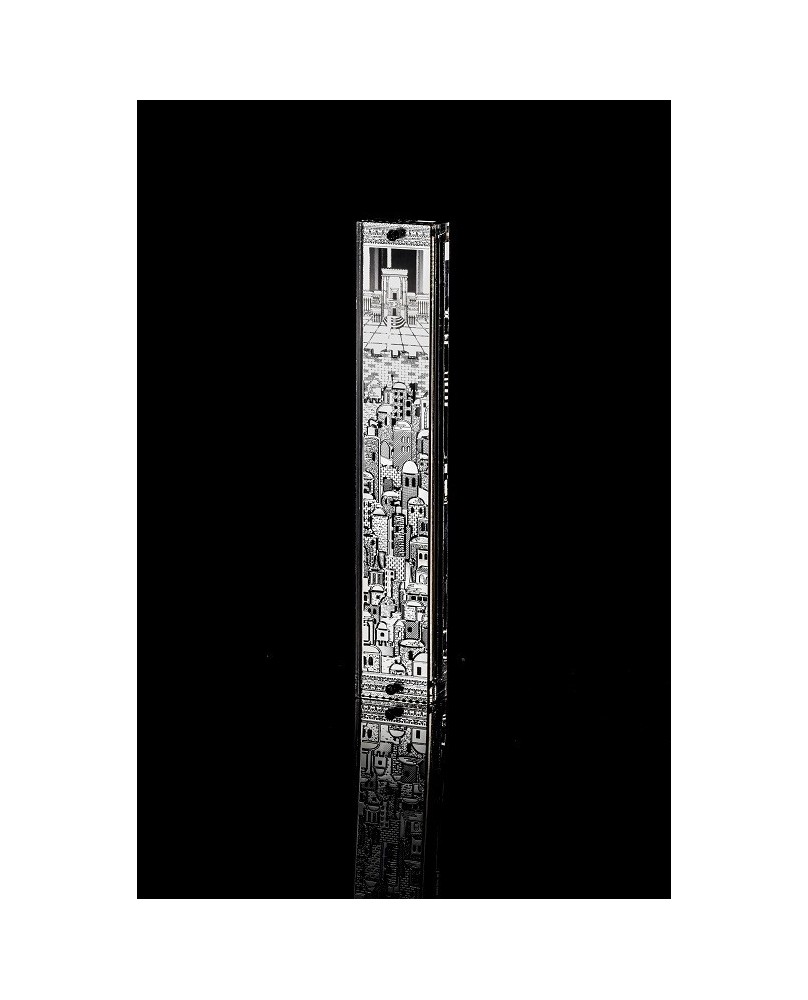 Boitier Mézouza en plexiglas avec triangles arrondis géométriques, plaquée argent