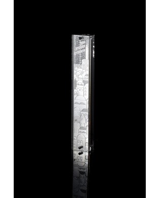 Boitier Mézouza carrée en plexiglas avec feuilles, plaquée argent