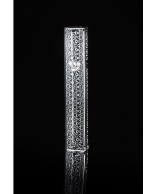 Boitier Mézouza ronde en plexiglas, symétrique et classique, plaquée argent
