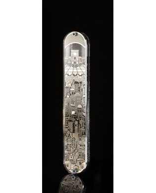 Boitier Mézouza carrée en plexiglas avec pétales de fleurs, plaquée argent