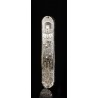 Boitier Mézouza carrée en plexiglas avec pétales de fleurs, plaquée argent