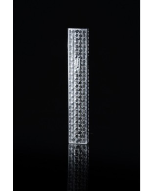 Boitier Mézouza carrée en plexiglas, plaquée argent et symétrique